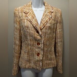 RL Richard Blazer Womens  Sz 8P Fringe Tweed  Blazer